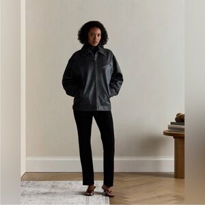 QUINCE ultra-stretch ponte straight leg pants black size L tall